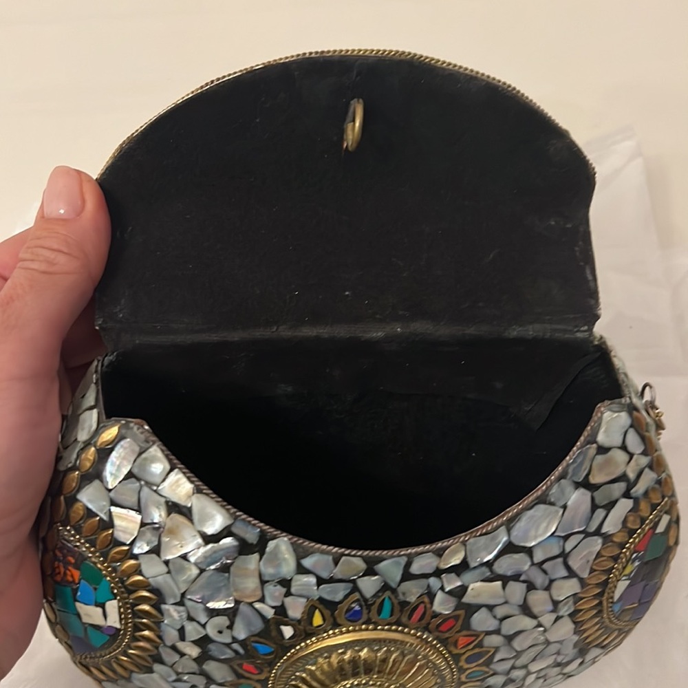 Mosaic Tile Metal Clutch, Handbag, Bridesmaid Gifts, South Asian Gifts, Indian - Picture 2 of 3